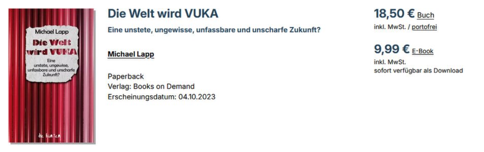 Das Buchcover Die Welt wird VUKA<br />©memephoto