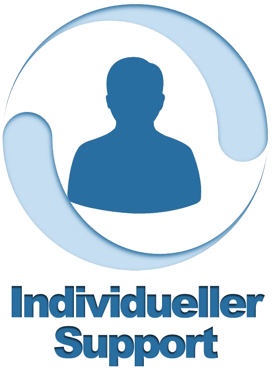 One-on-One Support ist symbolisiert mit einem symbolisierten menschlichen Oberkörper in einem dynamischen Kreis.<br />©memephoto